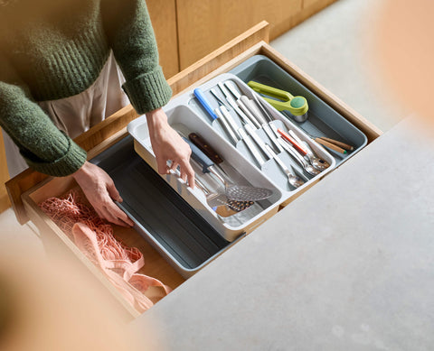 DrawerStore™ Expanding Tiered Cutlery, Utensil & Gadget Organiser