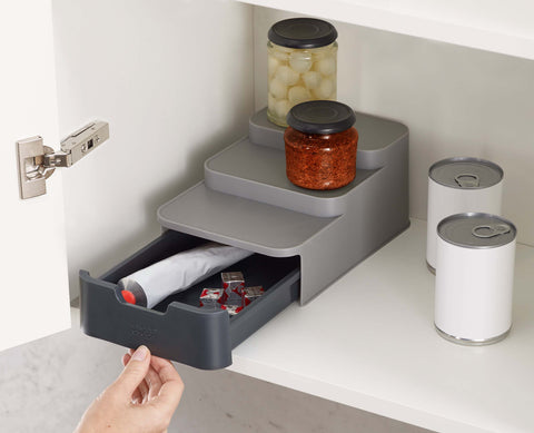 CupboardStore™ Compact Grey Tiered Organiser