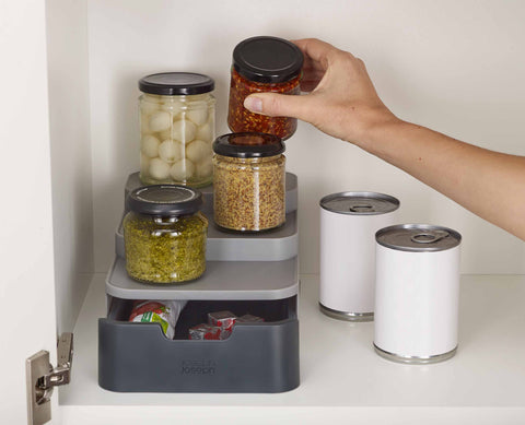 CupboardStore™ Compact Grey Tiered Organiser