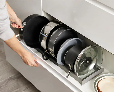 DrawerStore™ Grey Expanding Cookware Organiser