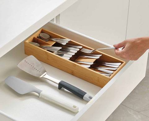 DrawerStore™ Bamboo Compact Cutlery Organiser