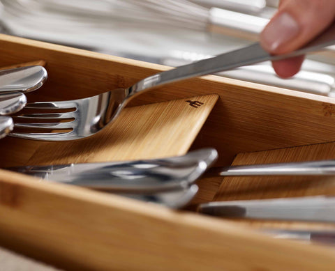 DrawerStore™ Bamboo Compact Cutlery Organiser