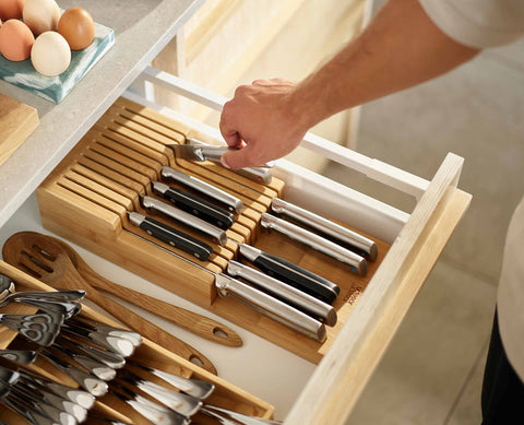 DrawerStore™ Bamboo Large 2-tier Knife Organiser