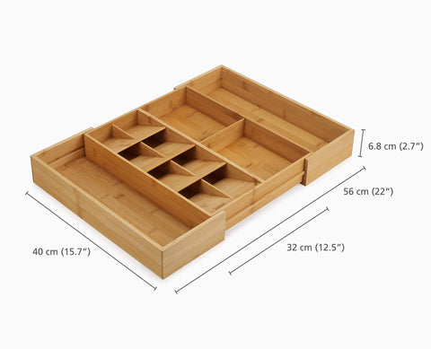 DrawerStore™ Bamboo Expanding Cutlery, Utensil & Gadgets Organiser