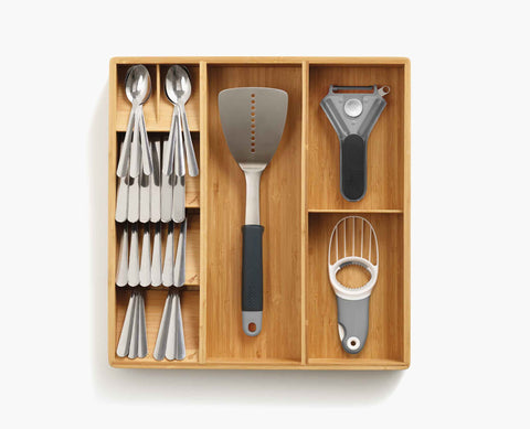 DrawerStore™ Bamboo Cutlery, Utensil & Gadget Organiser