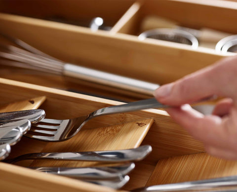 DrawerStore™ Bamboo Cutlery, Utensil & Gadget Organiser