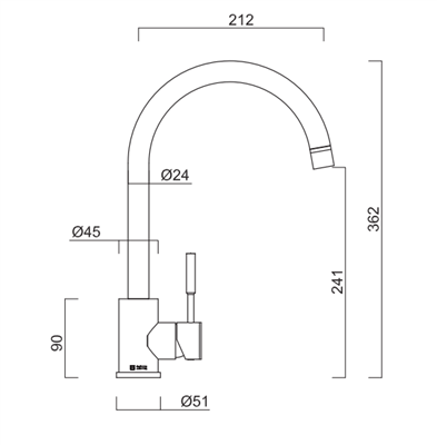 Goose Neck Kta029-Br Mixer Brushed Steel