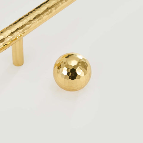 Otto Solid Brass Hammered Spherical Knob | Polished Gold S - L