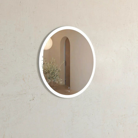 BONDI LED Round Metal Frame Mirror 800x800mm Matte White