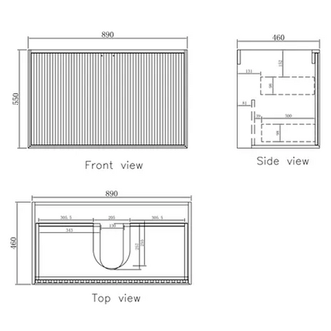 Vanity MARLO Wall Hung 900mm Matte Black