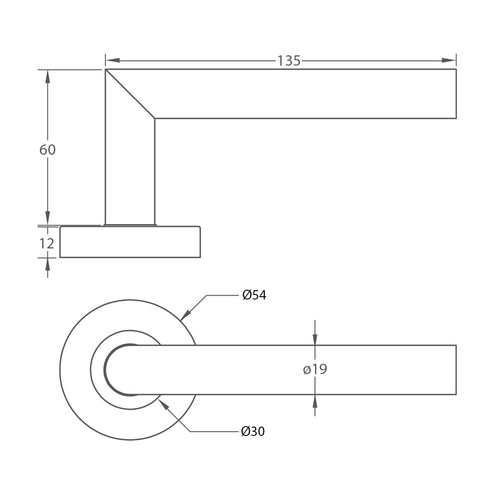 Häfele Glenelg Lever Handle in satin stainless steel