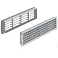 Ventilation Grill - Black or White Version: 2-piece, louvre type concealed ventilation slots Material: Plastic Finish: WhiteBlack Visible Dimensions(L x W): 457 x 92 mm Cut Out Dimensions(L x W): 433 x 77 mm Ventilation: 200 cm2 Door thickness: 35-40 mm N