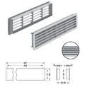 Ventilation Grill - Black or White Version: 2-piece, louvre type concealed ventilation slots Material: Plastic Finish: WhiteBlack Visible Dimensions(L x W): 457 x 92 mm Cut Out Dimensions(L x W): 433 x 77 mm Ventilation: 200 cm2 Door thickness: 35-40 mm N