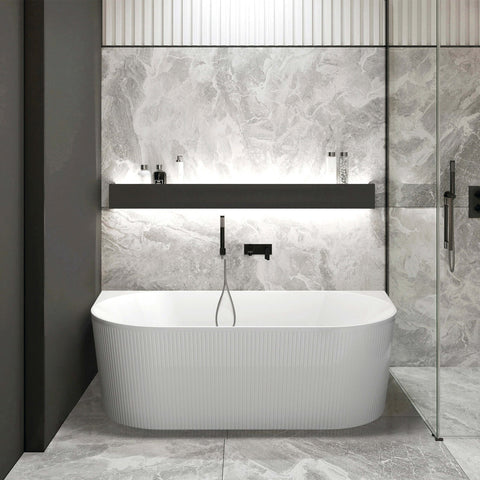 Noosa Back to Wall Multi Fit Bath 1500mm Matt White