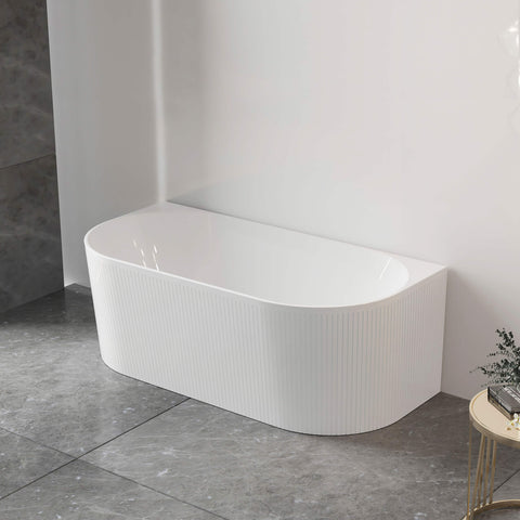 Noosa Back to Wall Multi Fit Bath 1500mm Matt White