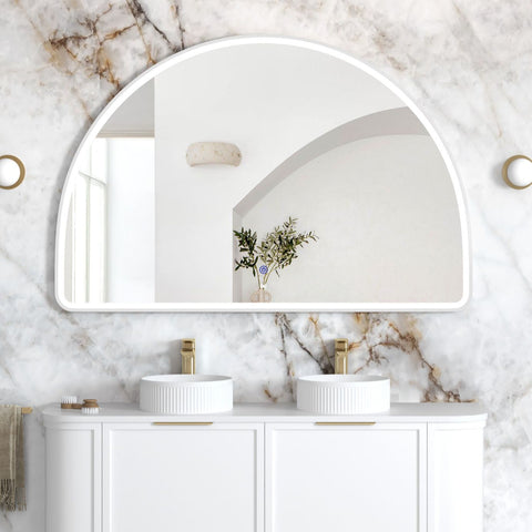 ARCHIE LED Half Moon Mirror 1000x1500mm (Matte White)