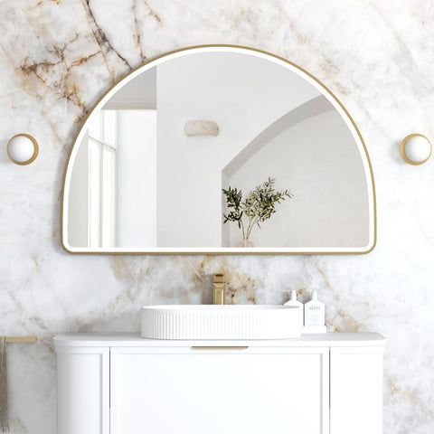 ARCHIE LED Half Moon Mirror 800x1200mm (Brushed Gold)