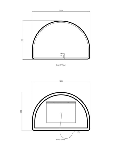 ARCHIE LED Half Moon Mirror 1200x800mm