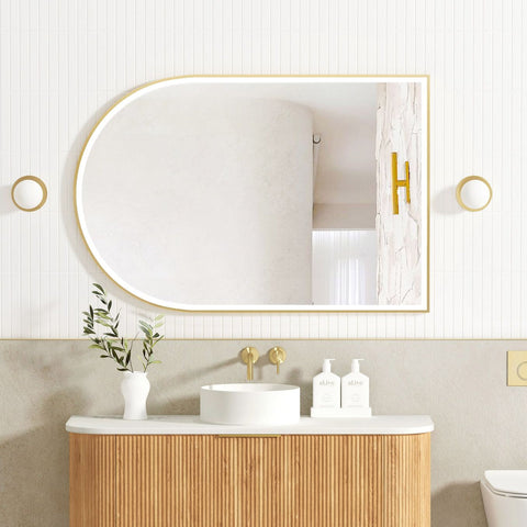 ARCHIE LED Metal Frame Mirror 1200x800mm Brushed Gold