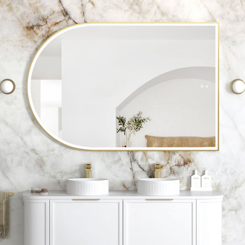 ARCHIE LED Metal Frame Mirror 1500x1000mm Brushed Gold