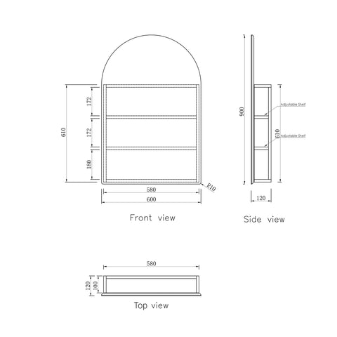 Archie Shaving Cabinet 900x600mm