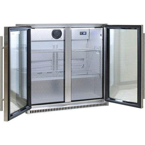 Schmick Stainless Bar Fridge 2 Door With Heated Glass and Triple Glazing  - Model SK190-SS