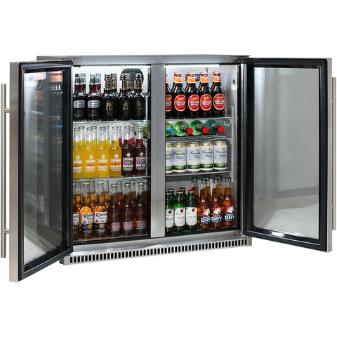 Schmick Stainless Bar Fridge 2 Door With Heated Glass and Triple Glazing  - Model SK190-SS
