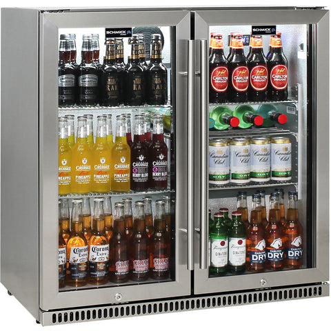 Schmick Stainless Bar Fridge 2 Door With Heated Glass and Triple Glazing  - Model SK190-SS