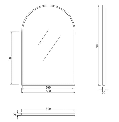 Archie Framed Mirror 900x600mm Brushed Yellow Gold