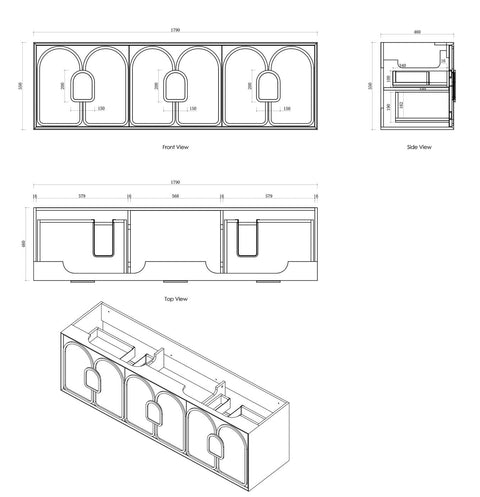 BALMORAL Mark II Wall Hung Vanity Black Oak (All Sizes)