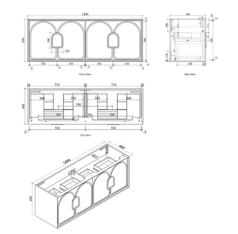BALMORAL Mark II Wall Hung Vanity Woodland Oak (All Sizes)