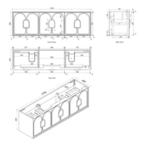 BALMORAL Mark II Wall Hung Vanity Woodland Oak (All Sizes)