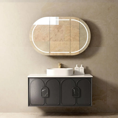 BALMORAL Wall Hung Vanity Black Oak 1200