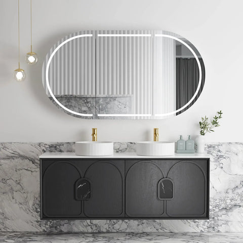 BALMORAL Wall Hung Vanity Black Oak 1500