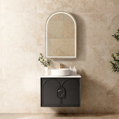 BALMORAL Wall Hung Vanity Black Oak 600