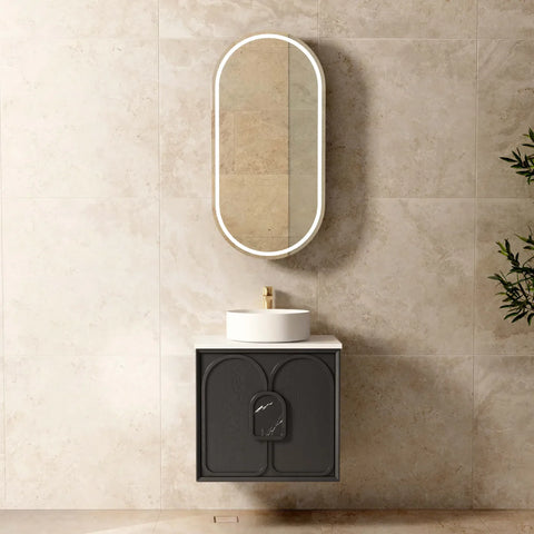 BALMORAL Wall Hung Vanity Black Oak 600