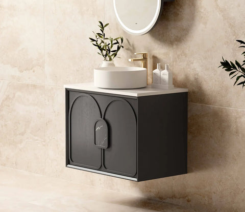 BALMORAL Wall Hung Vanity Black American Oak (All Sizes)