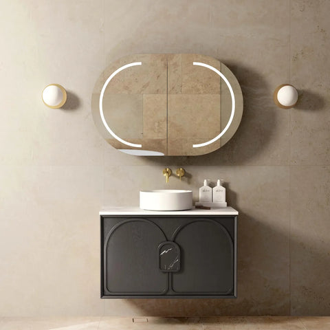 BALMORAL Wall Hung Vanity Black Oak 900