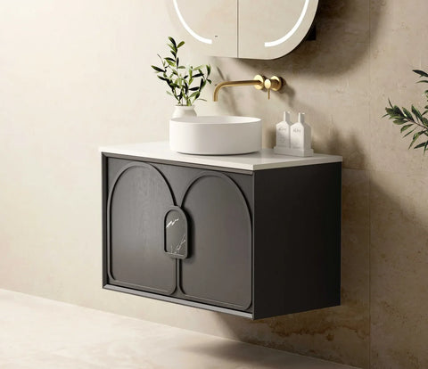 BALMORAL Wall Hung Vanity Black American Oak (All Sizes)