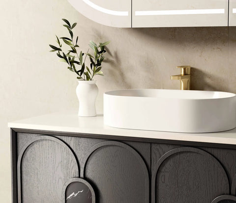 BALMORAL Wall Hung Vanity Black American Oak (All Sizes)
