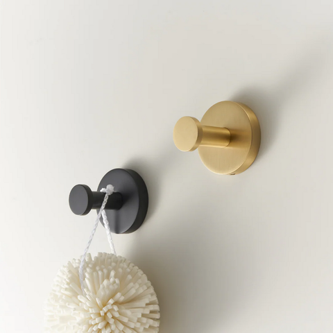 Wall-mounted satin brass towel hook, durable brass bathroom accessory for towels and robes