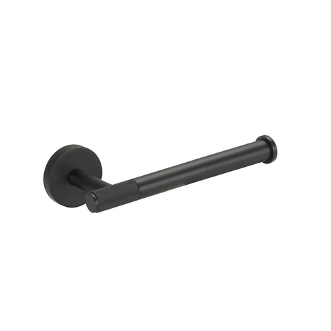 Wall-mounted black knurled toilet roll holder, durable modern toilet paper holder for bathrooms