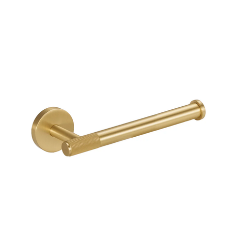 Modern satin brass knurled toilet roll holder, wall-mounted brass toilet paper holder