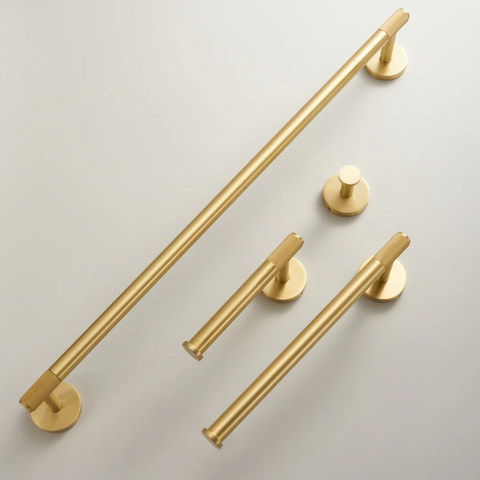 Knurled Towel Rail in Satin Brass – Stylish Bathroom Rail for Towels and Linens