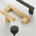 Bauer solid brass handle in satin brass finish, durable and stylish door or drawer handle