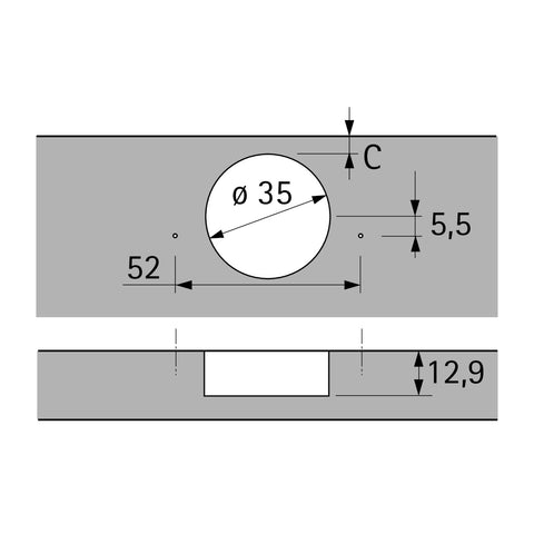 Hettich Sensys Hinge, For Thick Doors 15-32 mm, 95° Opening, Half Overlay - Screw-on