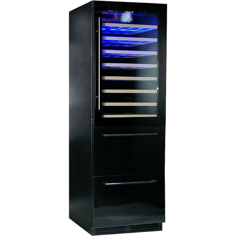 Schmick Black Upright Black Glass Door Dual Zone Drawer Wine And Beverage Refrigerator - Model BD425D-X-B