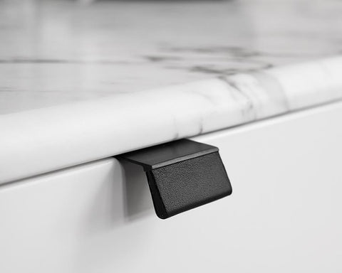 Furnipart Bench knob. Finish: Black Leather/Brushed Matt Black. Length: 40mm