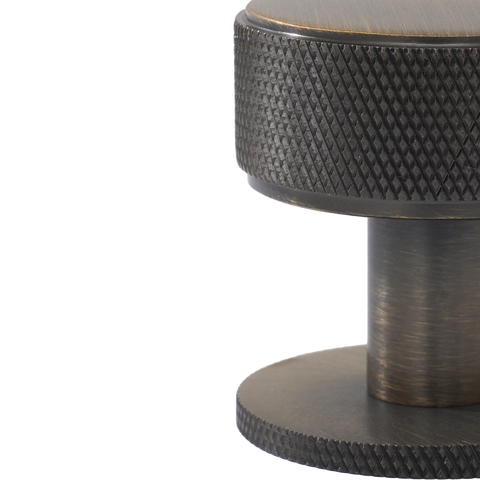 Momo Belgravia Knurled Round Knob Solid Brass 35mm in Dark Brushed Brass