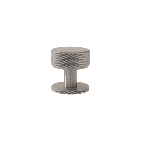 Momo Belgravia Knurled Round Knob Solid Brass 35mm in Dull Brushed Nickel